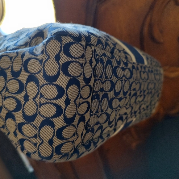 Coach 27024 Signature Stripe Foldover Crossbody Hangbag Navy - Picture 3 of 8